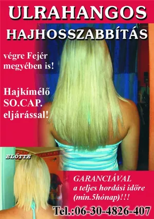 Ultrahangos HAJHOSSZABBÍTÁS, HAJDÚSÍTÁS !